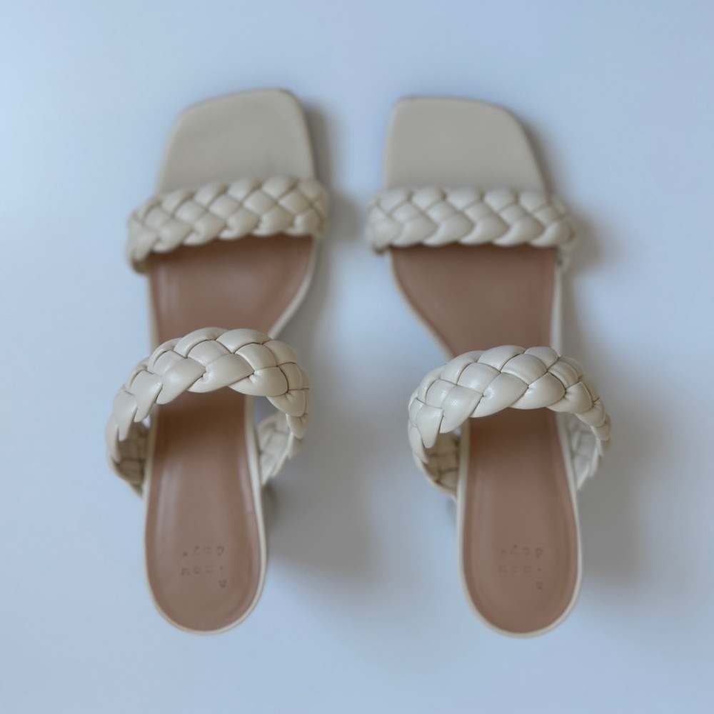 Women's Basil Mule Block Heels - A New Day™ Cream Women's Size 11 - Picture 4 of 7